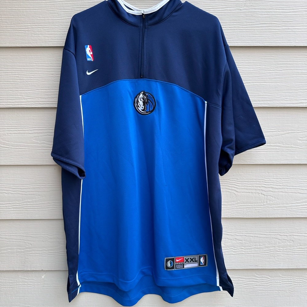 Nike Men's blue 2001 Dallas Mavericks pullover warm up Jacket jersey Vintage XXL
